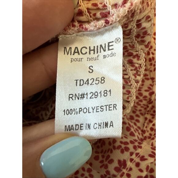 Machine Women’s S Cottagecore Milkmaid Floral Cropped Smocked Top Square Neck - Picture 5 of 9